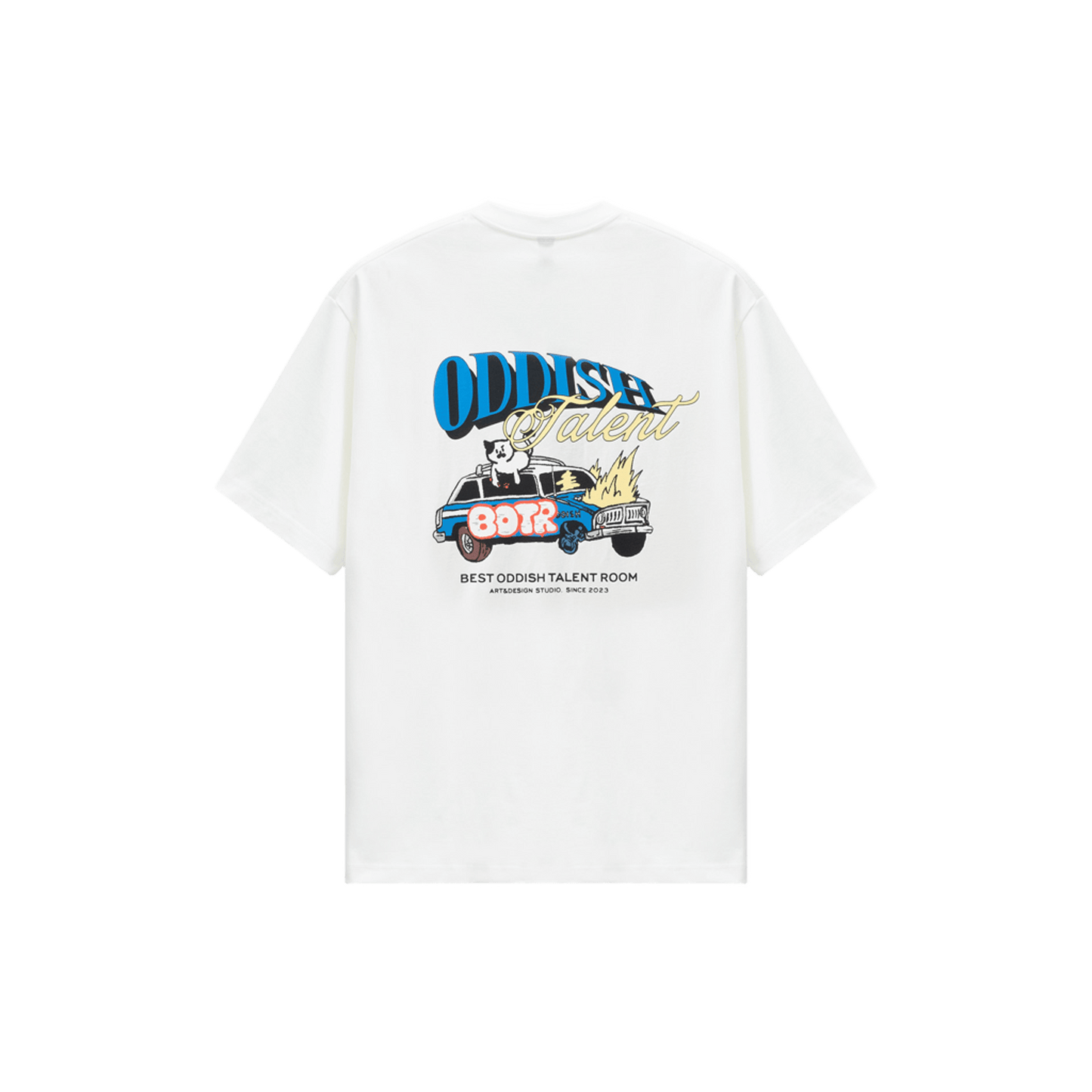 Vintage Car Kitten Print T-Shirt