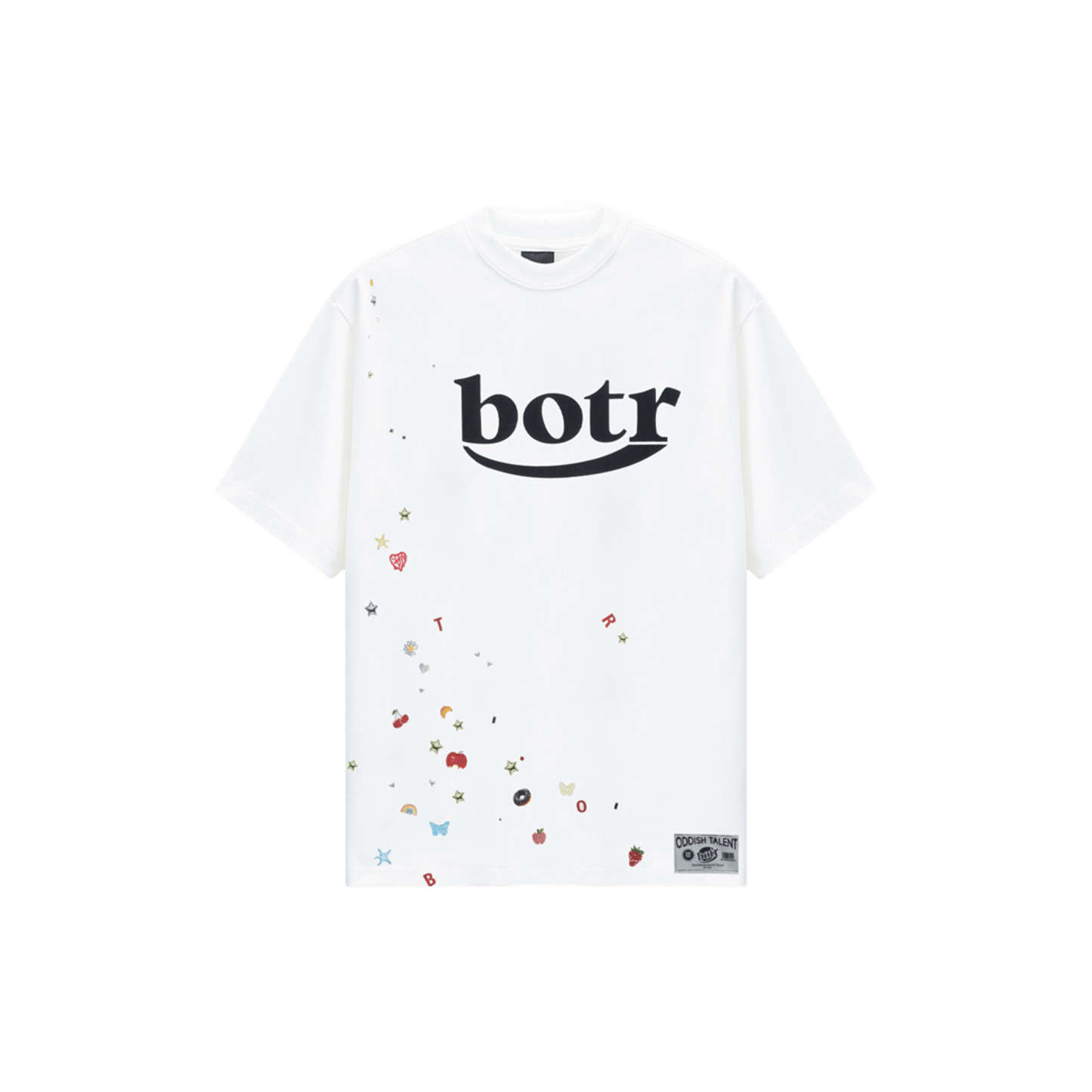 Rhinestones Sticker Print and Large Logo T-Shirt