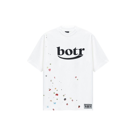 Rhinestones Sticker Print and Large Logo T-Shirt