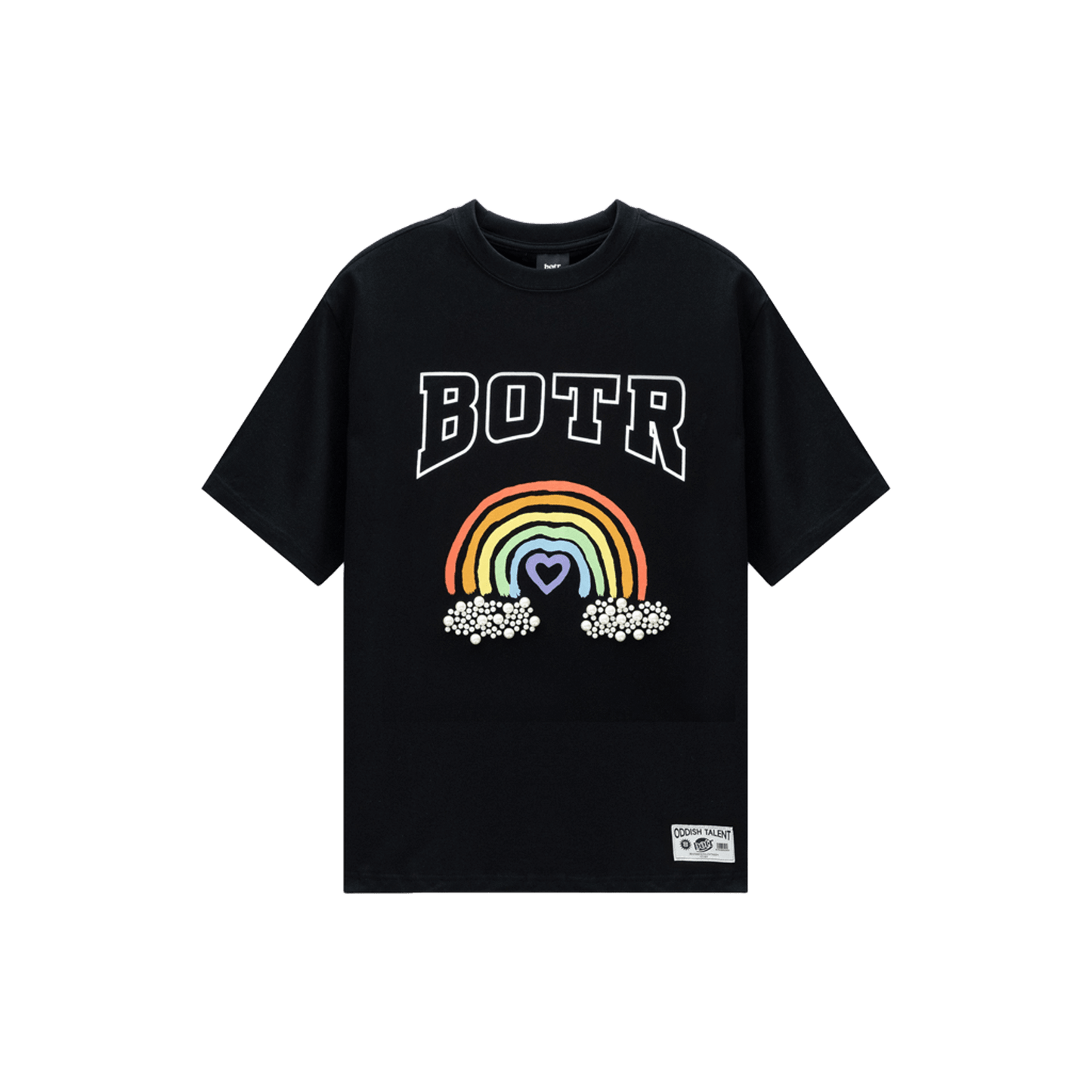 Rainbow imitation pearl T-shirt
