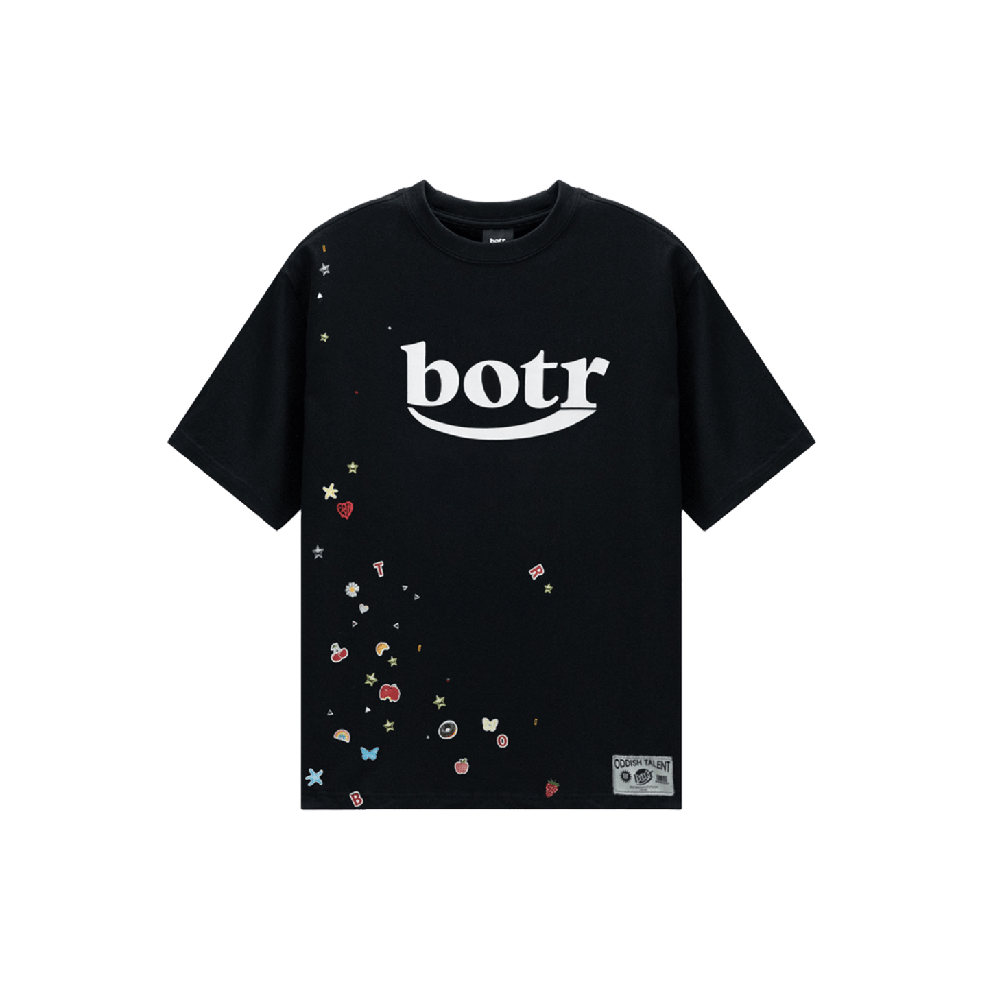 Rhinestones Sticker Print and Large Logo T-Shirt