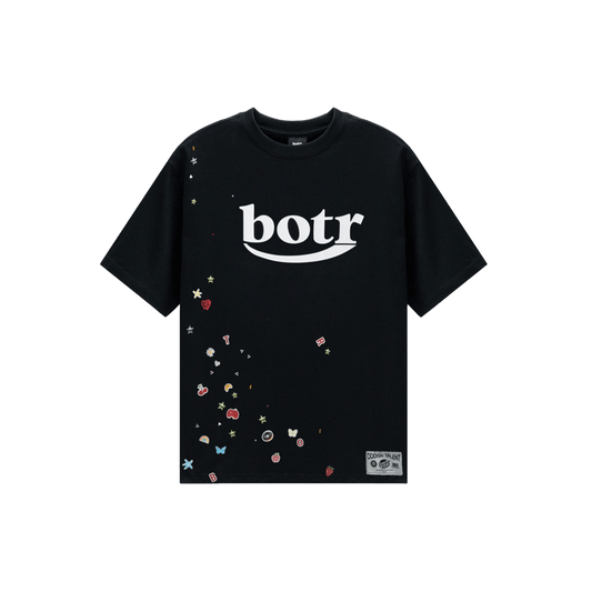 Rhinestones Sticker Print and Large Logo T-Shirt