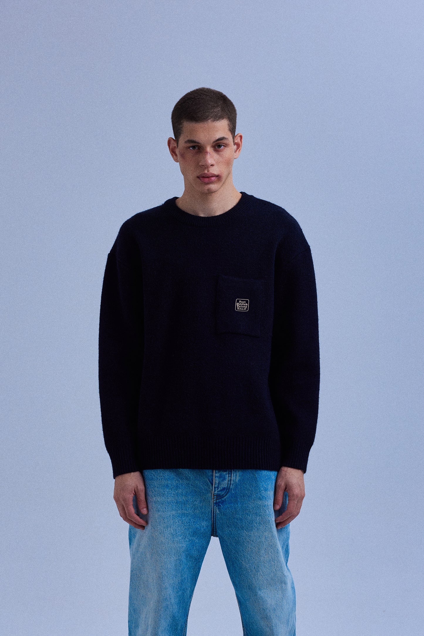 Pocket Badge Embroidered Ultra-Heavyweight Crewneck Sweater