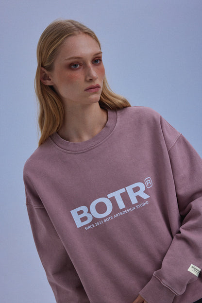 Washed Oversized Logo Crewneck Sweatshirt