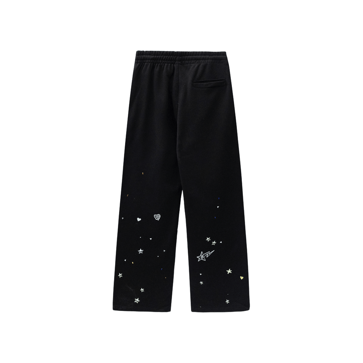 Sticker Print Rhinestone Straight-Leg Loose Sweatpants