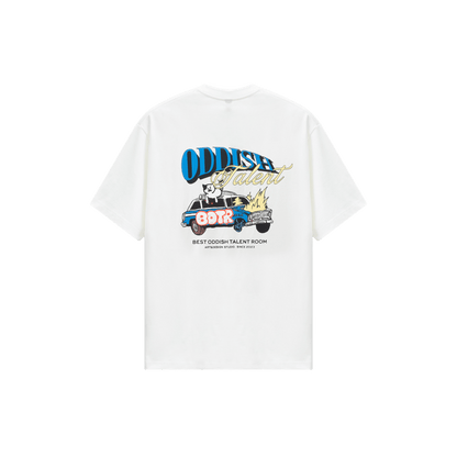 Vintage Car Kitten Print T-Shirt