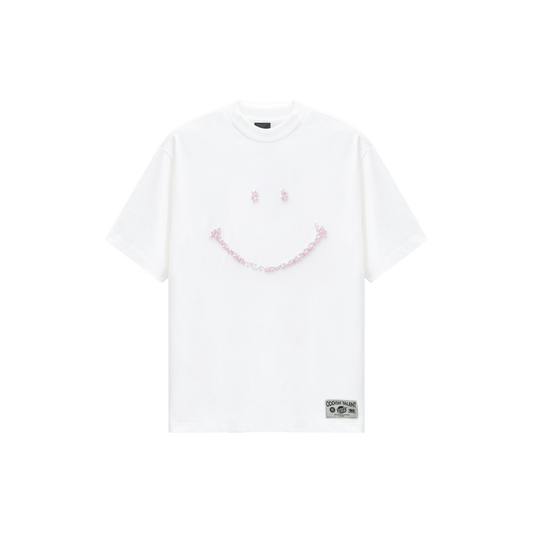Smile imitation pearl T-shirt