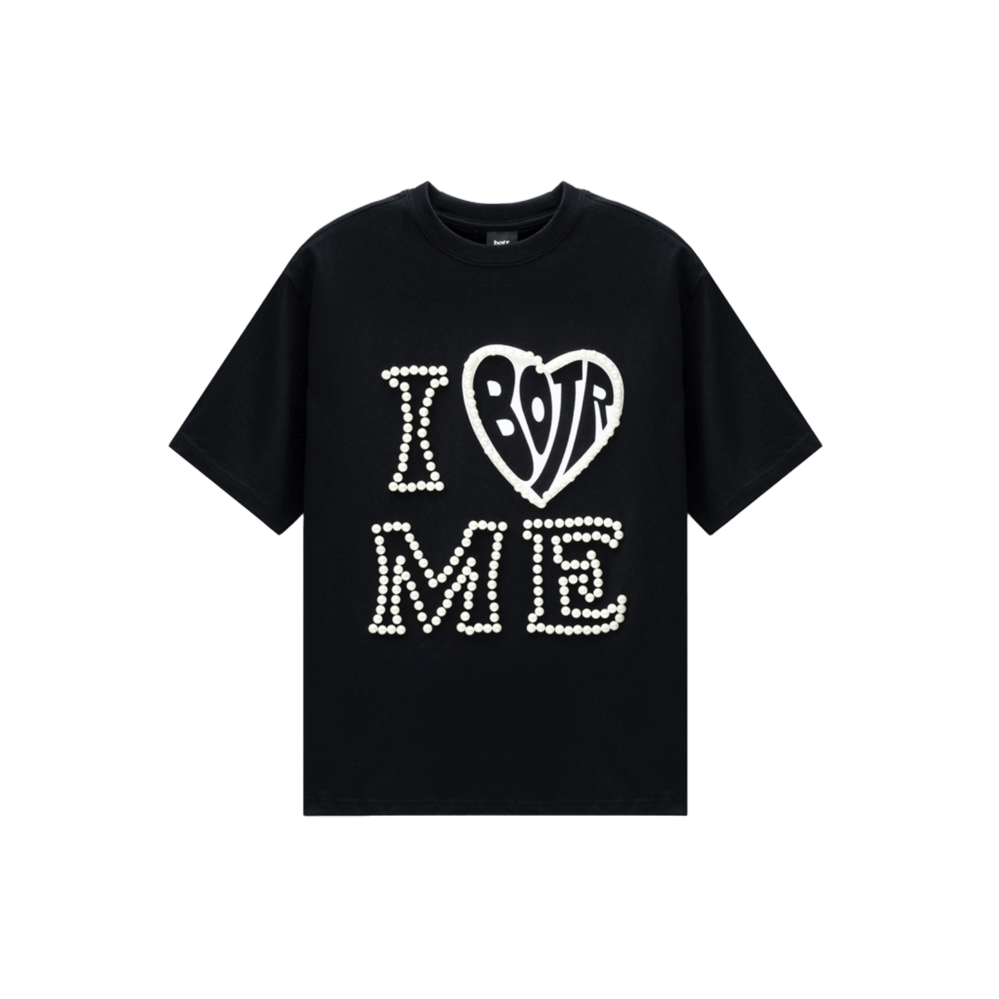 I LOVE ME Imitation Pearl Beaded T-Shirt