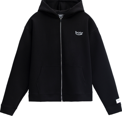 Ultra-Soft Space Cotton Silver 3D Logo Oversized Zipper Hoodie