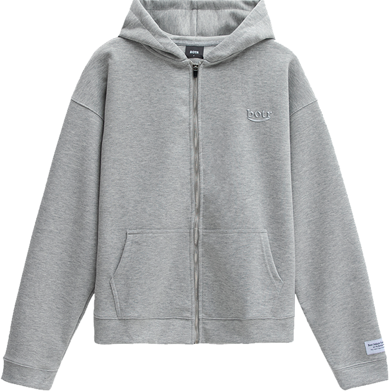 Ultra-Soft Space Cotton Silver 3D Logo Oversized Zipper Hoodie